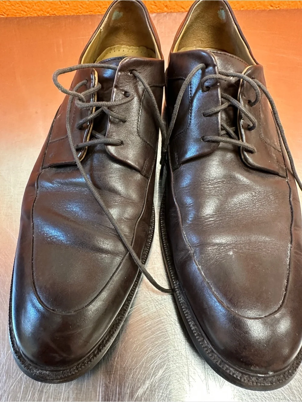 Cole Haan Grand.OS Brown Leather Apron Toe Derby Dress Shoes Men’s 9.5M